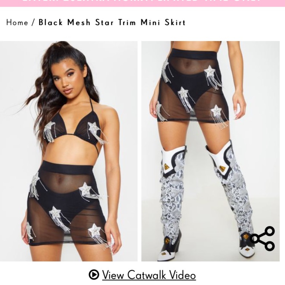 Prettylittlething Mesh skirt NEVER WORN
